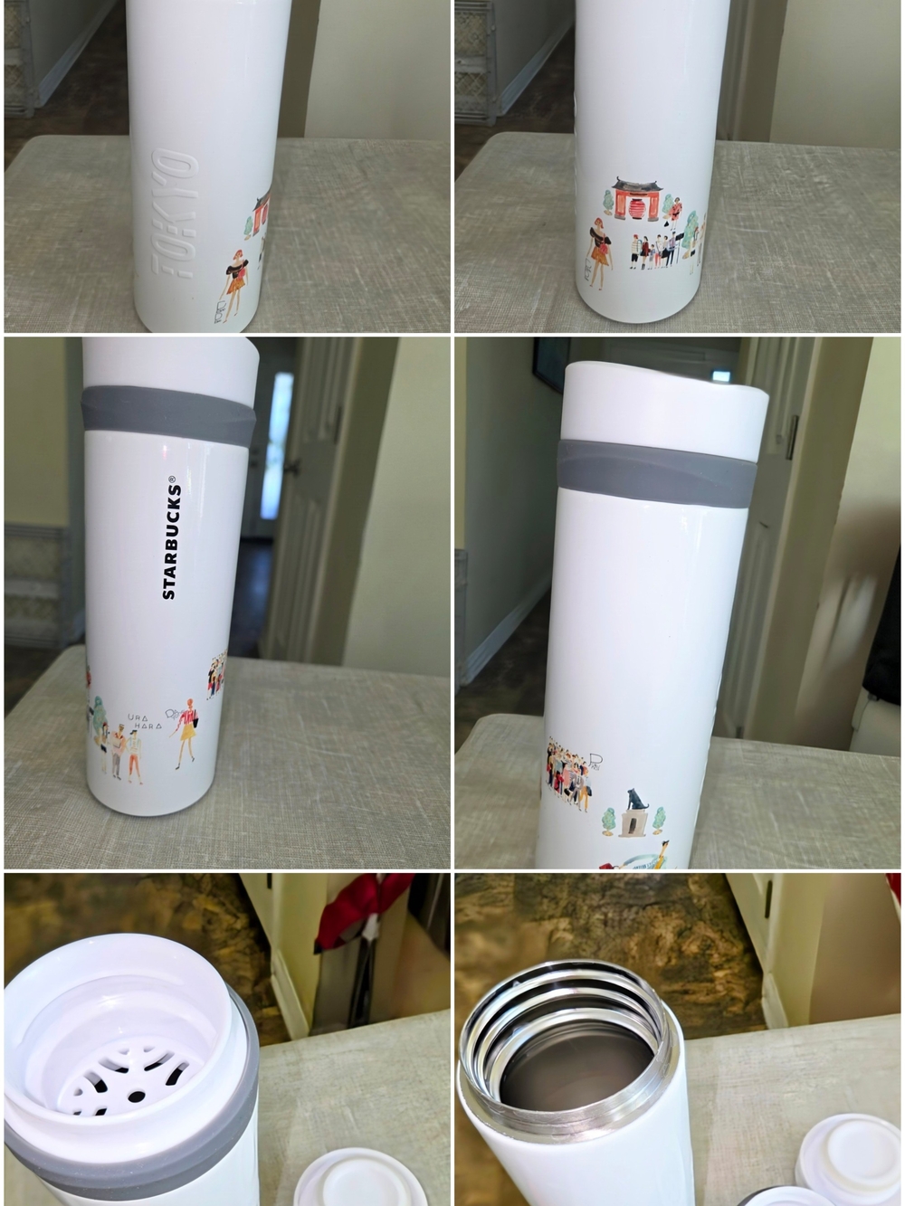 Starbucks White Travel Tumbler with City Illustration
